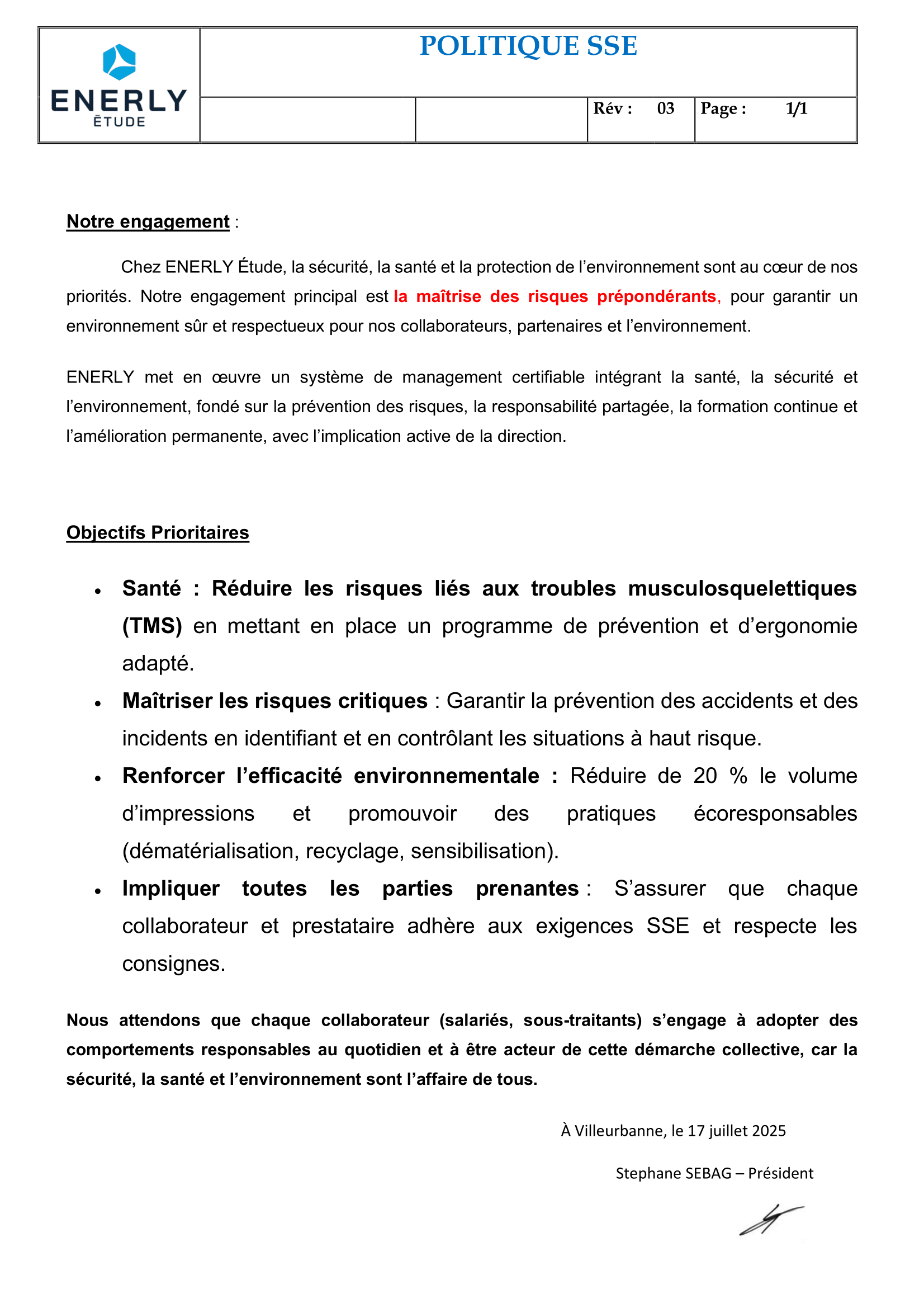 Notre Politique SSE Enerly tude Notre Politique SSE Enerly tude